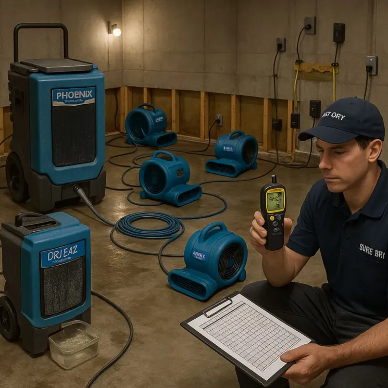 Structural Drying and Dehumidification process in Dumont, NJ